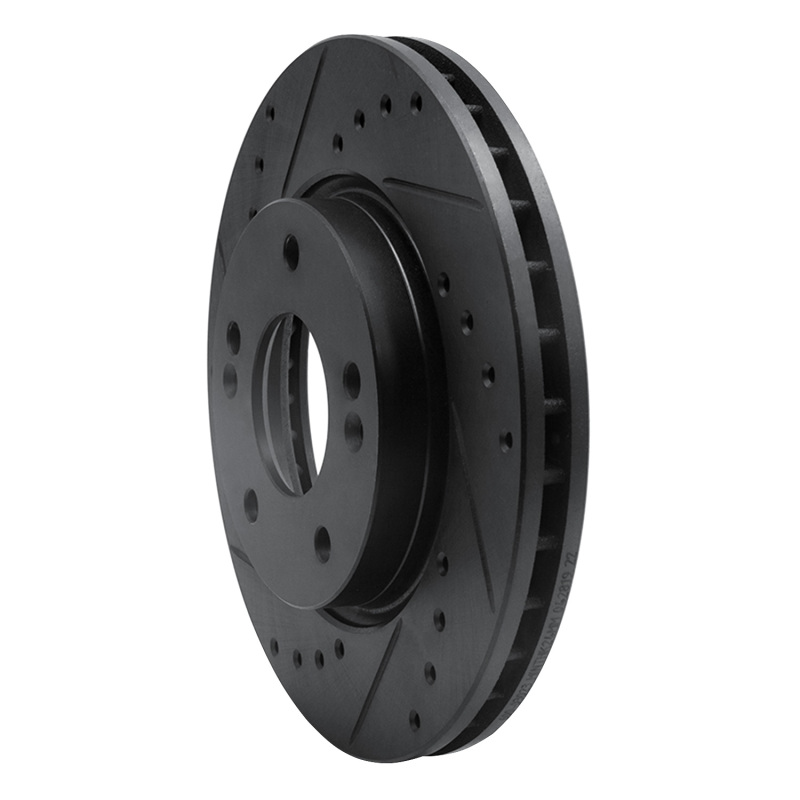 Hyundai Elantra Brake Rotor (1) - Front Left - R1 Concepts - Drilled & Slotted - Black - `07-`10